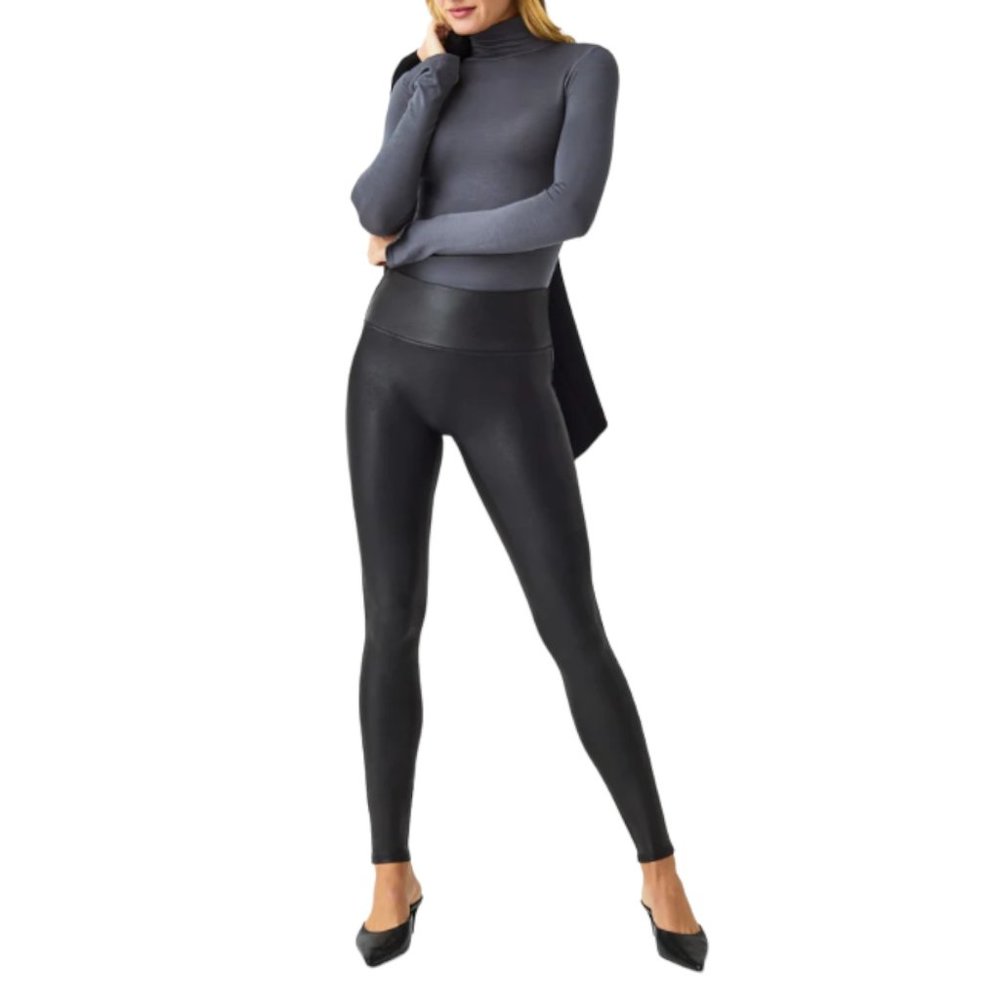 Spanx Size Large Faux Leather Leggings in Black